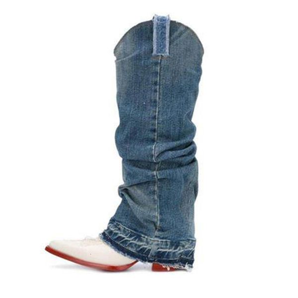 boots women long boots western cowboy denim shoes chunky high heel retro knee pointed toe catwalk knight booties kg0e, Black
boots women long boots western cowboy denim shoes chunky high heel retro knee pointed toe catwalk knight booties kg0e, Black