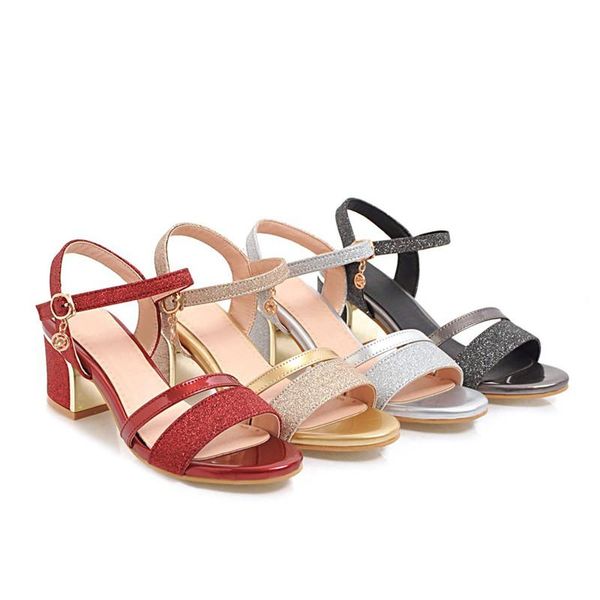 dress shoes lady 6cm heel sandals round toe bling buckle strap with heels wide fitting 43-33 red gold silver designer hand-making, Black
dress shoes lady 6cm heel sandals round toe bling buckle strap with heels wide fitting 43-33 red gold silver designer hand-making, Black