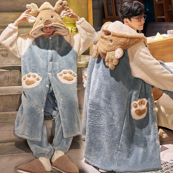 men's sleepwear flannel bath robe gown women&men nightdress button-down couple long sleeve cute warm winter nightwear hooded wear, Black;brown
men's sleepwear flannel bath robe gown women&men nightdress button-down couple long sleeve cute warm winter nightwear hooded wear, Black;brown
