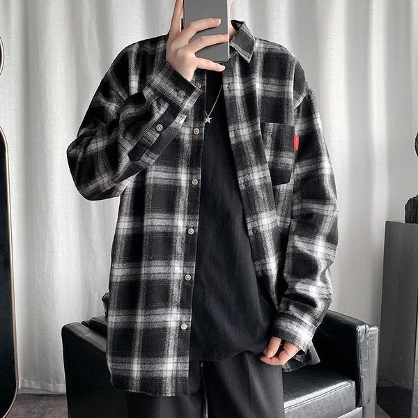 men's casual shirts shirt 2021 shopping spring and autumn men plaid fashion white black red mens loose long sleeves
men's casual shirts shirt 2021 shopping spring and autumn men plaid fashion white black red mens loose long sleeves