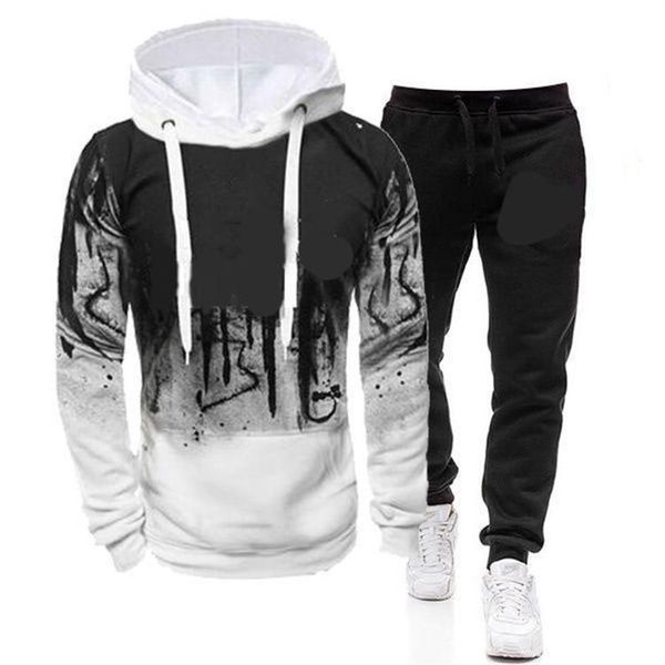 men's tracksuits printing trend hooded long sleeve and pants set casual sweatshirts tracksuit fashion clothes 2 pieces sets, Gray 
men's tracksuits printing trend hooded long sleeve and pants set casual sweatshirts tracksuit fashion clothes 2 pieces sets, Gray