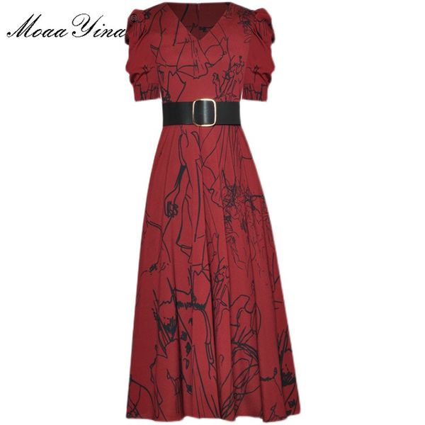 fashion designer dress summer women's dress v-neck puff sleeve print belt slim dresses 210524, Black;gray
fashion designer dress summer women's dress v-neck puff sleeve print belt slim dresses 210524, Black;gray