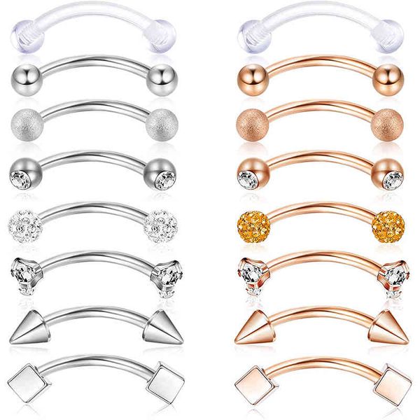 16pcs stainless steel rook daith earrings cz ball curved eyebrow tongue belly barbell body piercing 16g 8mm (5/16"), Silver
16pcs stainless steel rook daith earrings cz ball curved eyebrow tongue belly barbell body piercing 16g 8mm (5/16"), Silver