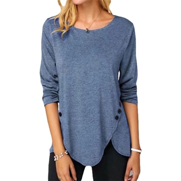 plus size 5xl women casual o-neck irregular hem button t shirt long sleeve soft female tee shirt spring oversized 210412, White
plus size 5xl women casual o-neck irregular hem button t shirt long sleeve soft female tee shirt spring oversized 210412, White