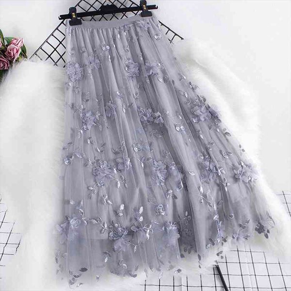 fashion midi tulle korean women skirt cute beautiful solid floral a line high waist long mesh female pink gray, Black 
fashion midi tulle korean women skirt cute beautiful solid floral a line high waist long mesh female pink gray, Black