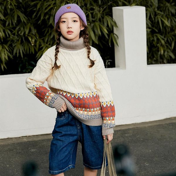 pullover winter teenager clothes knitwear baby girls turtleneck sweater color match hem print autumn sweaters for 4 -12 years, Blue
pullover winter teenager clothes knitwear baby girls turtleneck sweater color match hem print autumn sweaters for 4 -12 years, Blue