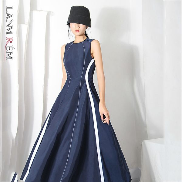 women's mid-length navy blue dress round neck sleeveless temperament loose fit fashion trendy summer 2e1186 210507, Black;gray
women's mid-length navy blue dress round neck sleeveless temperament loose fit fashion trendy summer 2e1186 210507, Black;gray