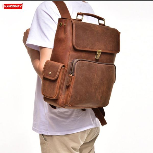 backpack men retro male lock shoulder bag genuine leather travel wear vintage backpacks brown 2021 first layer
backpack men retro male lock shoulder bag genuine leather travel wear vintage backpacks brown 2021 first layer