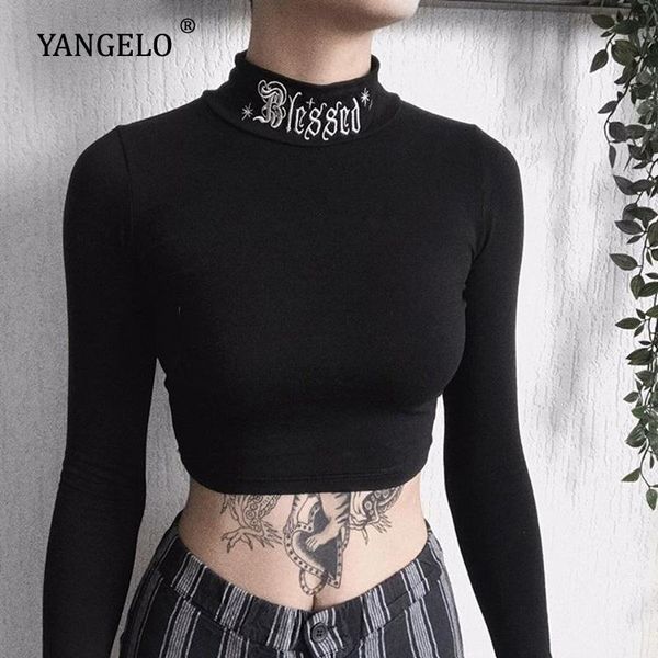 yangelo women black bodycon long sleeve crop gothic harajuku letter embroidery vintage solid female casual basic women's t-shirt, White
yangelo women black bodycon long sleeve crop gothic harajuku letter embroidery vintage solid female casual basic women's t-shirt, White