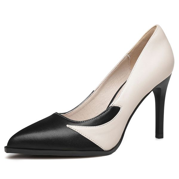 Leather Womens Office ShoesSoft Rubber SoleHigh HeelsMixed ColorsPointed ToeSlip OnFemale Fashion FootwareBlack/White, Black 8.5cm heel
Leather Womens Office ShoesSoft Rubber SoleHigh HeelsMixed ColorsPointed ToeSlip OnFemale Fashion FootwareBlack/White, Black 8.5cm heel