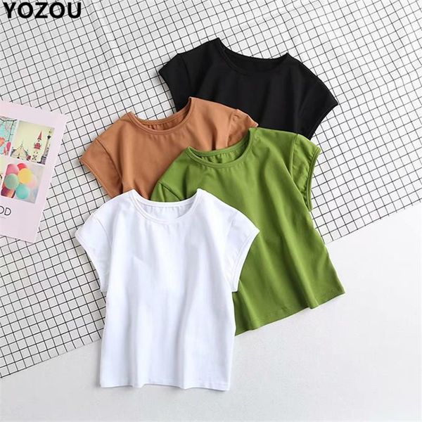 women's t-shirt women vintage slim bodycon solid white green black brown short sleeve crop cropped tee for female
women's t-shirt women vintage slim bodycon solid white green black brown short sleeve crop cropped tee for female
