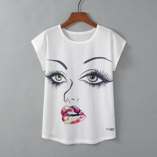 45#women's woman makeup print t-shirts women's round neck short-sleeved summer clothes for women t shirt printing t-shirt, White
45#women's woman makeup print t-shirts women's round neck short-sleeved summer clothes for women t shirt printing t-shirt, White