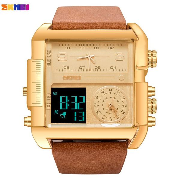 wristwatches skme japan quartz digital movement creative 3 time dual display men's watches sports waterproof male wrist watch reloj hom, Slivery;brown
wristwatches skme japan quartz digital movement creative 3 time dual display men's watches sports waterproof male wrist watch reloj hom, Slivery;brown