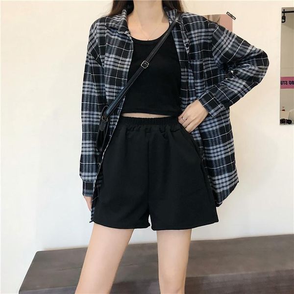 women's shorts 2339 women summer loose high waist slimming sports wear black casual, White;black
women's shorts 2339 women summer loose high waist slimming sports wear black casual, White;black