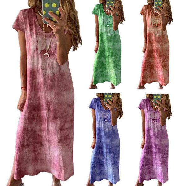 casual dresses women v-neck loose tie-dye print midi dress summer short sleeve split simple elegant holiday vestidos streetwaer xxl, Black;gray
casual dresses women v-neck loose tie-dye print midi dress summer short sleeve split simple elegant holiday vestidos streetwaer xxl, Black;gray