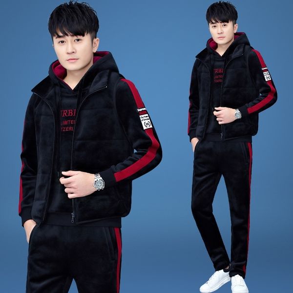 golden velvet men's plush thickened sweater three piece set 2021 korean fashion sports leisure autumn and winter suit, Gray
golden velvet men's plush thickened sweater three piece set 2021 korean fashion sports leisure autumn and winter suit, Gray