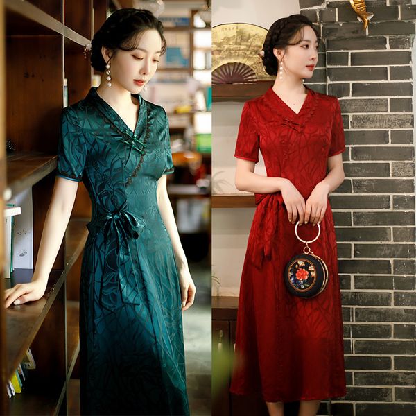 luxury casual dresses 522 gu shengjiao summer breathable slim long cheongsam women's version a hualuo two-color daily improved drs, Black;gray
luxury casual dresses 522 gu shengjiao summer breathable slim long cheongsam women's version a hualuo two-color daily improved drs, Black;gray