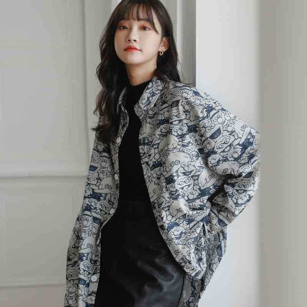 women's two piece pants cartoon print vintage shirt long sleeve and blouses fashion women button up loose designer c 93r0, White
women's two piece pants cartoon print vintage shirt long sleeve and blouses fashion women button up loose designer c 93r0, White