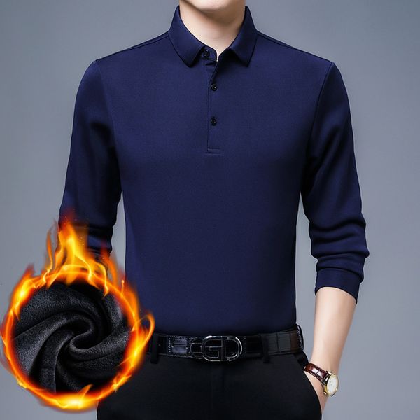 straight hair autumn and winter long sve plush thickened t-shirt middle-aged casual solid color lapel men's polo, White;black
straight hair autumn and winter long sve plush thickened t-shirt middle-aged casual solid color lapel men's polo, White;black