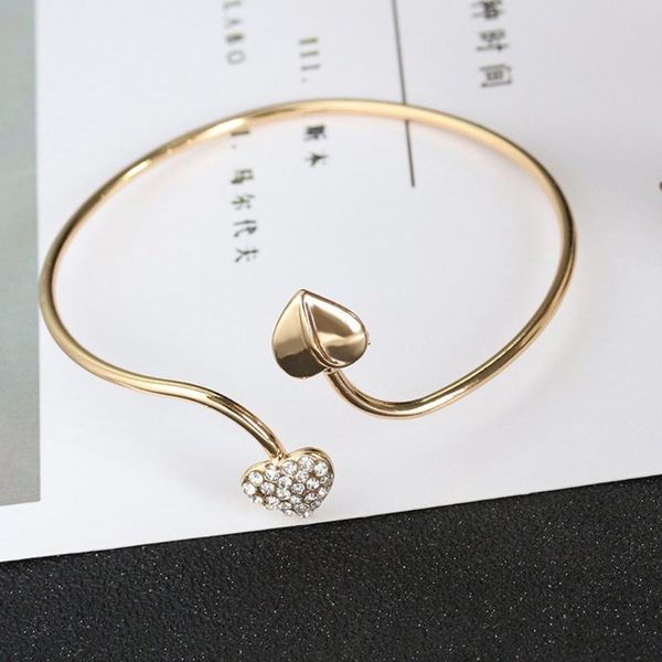 bracelet women's diamond double heart love classic open beautiful jewelry delicate elegant bangle, Black
bracelet women's diamond double heart love classic open beautiful jewelry delicate elegant bangle, Black