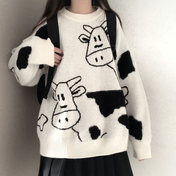 women's sweaters sweater pullover autumn and winter sweet female student korean version loose wild coat trend 2021, White;black
women's sweaters sweater pullover autumn and winter sweet female student korean version loose wild coat trend 2021, White;black