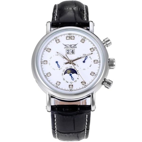 wristwatches jaragar moon phase design calendar display black leather strap men automatic wrist watch luminous mechanical watches, Slivery;brown
wristwatches jaragar moon phase design calendar display black leather strap men automatic wrist watch luminous mechanical watches, Slivery;brown