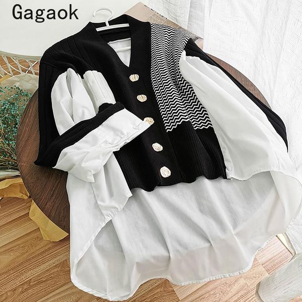 women's blouses & shirts gagaok streetwear patchwork women 2021 spring autumn v-neck full button loose casual wild and k3821, White
women's blouses & shirts gagaok streetwear patchwork women 2021 spring autumn v-neck full button loose casual wild and k3821, White