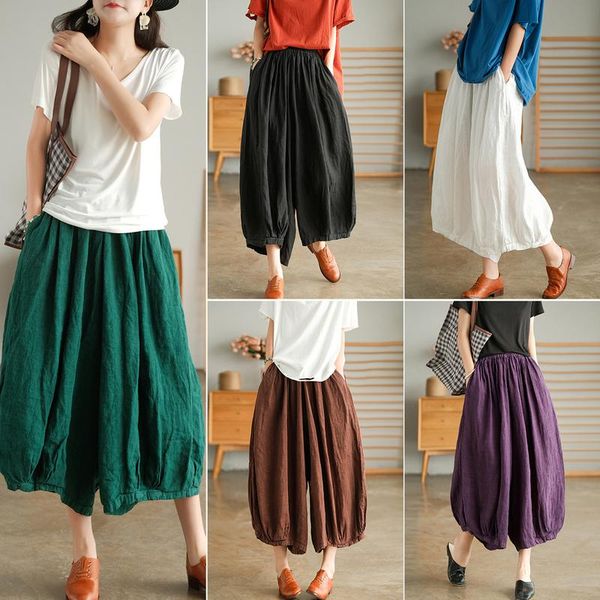 women's pants & capris summer cotton and linen loose bloomers women elastic waist casual solid color pocket oversize cropped trousers f, Black;white
women's pants & capris summer cotton and linen loose bloomers women elastic waist casual solid color pocket oversize cropped trousers f, Black;white