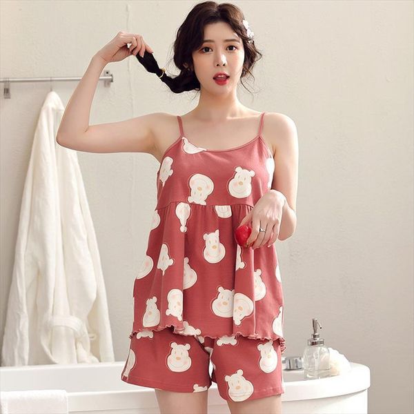 cotton pajamas summer suspenders suit women sleepwear shorts pure thin home service, Black;red
cotton pajamas summer suspenders suit women sleepwear shorts pure thin home service, Black;red