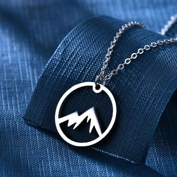 pendant necklaces stainless steel snowy mountain necklace natural campers jewelry c1fe, Silver
pendant necklaces stainless steel snowy mountain necklace natural campers jewelry c1fe, Silver