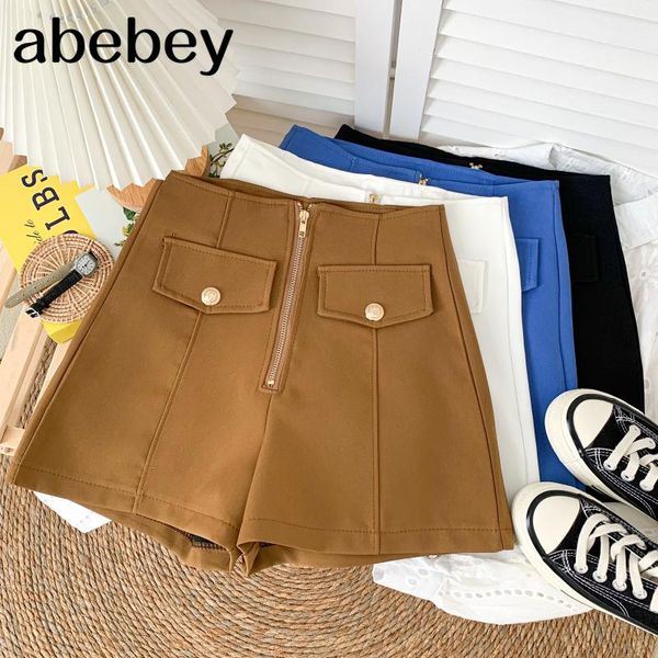 women's shorts fashion versatile solid suit double pocket zipper design high waist casual wide leg 2021 summer women, White;black
women's shorts fashion versatile solid suit double pocket zipper design high waist casual wide leg 2021 summer women, White;black