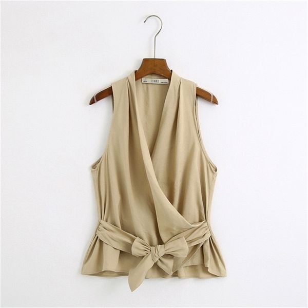 summer blouse for women solid color khaki elegant bow tie ol shirts sleeveless v neck drap formal blusa 210430, White
summer blouse for women solid color khaki elegant bow tie ol shirts sleeveless v neck drap formal blusa 210430, White