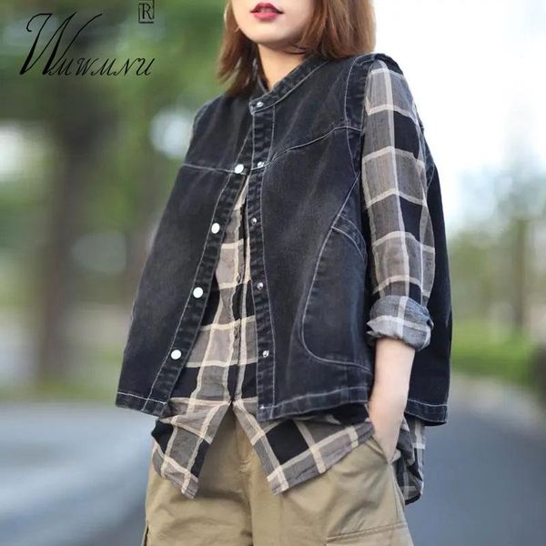 women's vests korean style fashion denim vest outwear women 2021 spring casual stand-up collar jean jackets vintage splicing pocket wai, Black;white
women's vests korean style fashion denim vest outwear women 2021 spring casual stand-up collar jean jackets vintage splicing pocket wai, Black;white