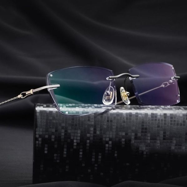 fashion sunglasses frames ultra-light screw-eight-hole frame rimless diamond trimmed men's anti-blue glasses, Black
fashion sunglasses frames ultra-light screw-eight-hole frame rimless diamond trimmed men's anti-blue glasses, Black