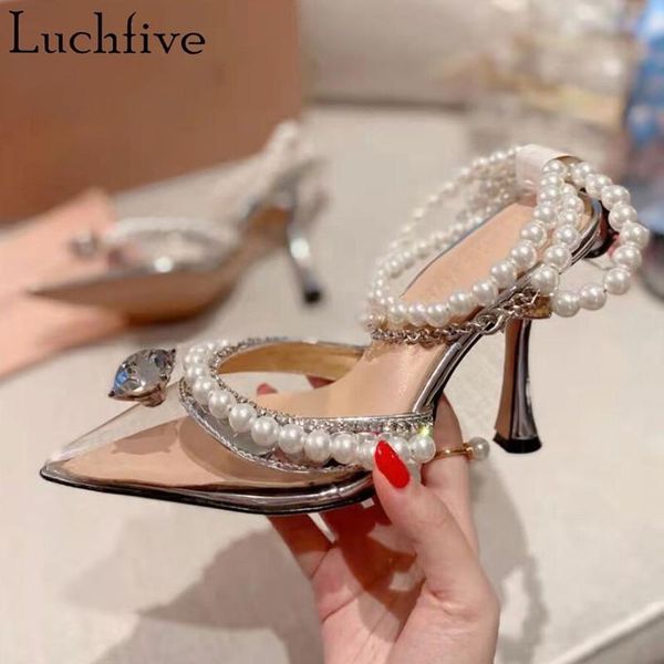dress shoes crystal pearl chains pvc sandals pointy toe ladies thin high heels gladiator stiletto rhinestones clear woman, Black
dress shoes crystal pearl chains pvc sandals pointy toe ladies thin high heels gladiator stiletto rhinestones clear woman, Black