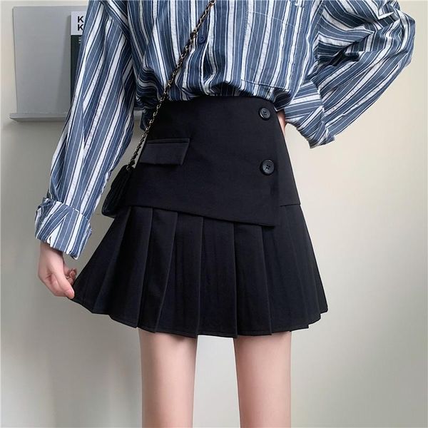 women pleated skirt summer irregular a line high waist mini skirts harajuku gothic punk hip hop preppy girls, Black
women pleated skirt summer irregular a line high waist mini skirts harajuku gothic punk hip hop preppy girls, Black