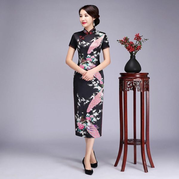 black short sleeve chinese traditional women qipao classic peacock long vintage gown cheongsam dress plus size 5xl 6xl, Red
black short sleeve chinese traditional women qipao classic peacock long vintage gown cheongsam dress plus size 5xl 6xl, Red