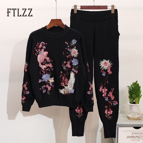 vintage street two piece set women fashion embroidered pattern knit sweater and long pants outfit autumn woman tracksuit clothes 210602, White
vintage street two piece set women fashion embroidered pattern knit sweater and long pants outfit autumn woman tracksuit clothes 210602, White