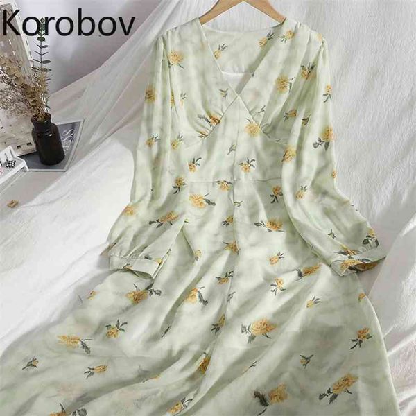 korobov new arrival sweet print v neck chiffon dress vintage elegant korean female dresses high waist slim a-line vestidos 210430, Black;gray
korobov new arrival sweet print v neck chiffon dress vintage elegant korean female dresses high waist slim a-line vestidos 210430, Black;gray