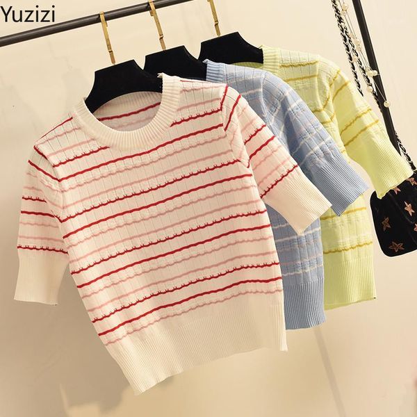 women's sweaters crop summer ice silky knitted high waist short stripe westernized tone sleeve women clothing 2021, White;black
women's sweaters crop summer ice silky knitted high waist short stripe westernized tone sleeve women clothing 2021, White;black