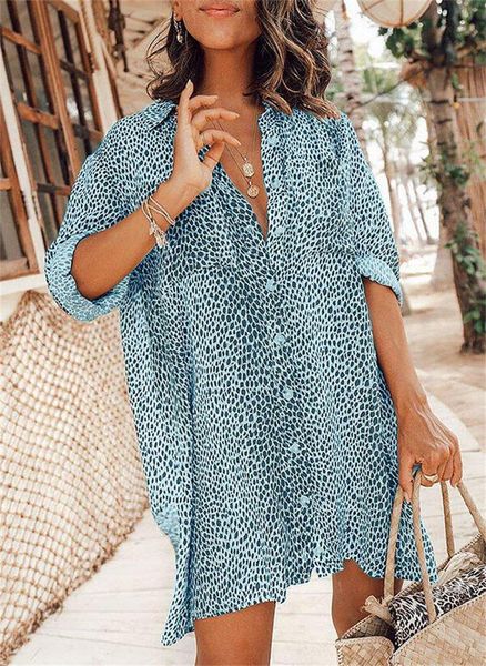 casual dresses 2021 summer women shirts dress loose long sleeve button up mini leopard printed oversized vestidos casuales beach, Black;gray
casual dresses 2021 summer women shirts dress loose long sleeve button up mini leopard printed oversized vestidos casuales beach, Black;gray