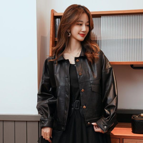 women's leather & faux 2021 jacket women korean style fahsion casaul real sheepskin coat woman overcoat zipper clothes jaqueta de couro, Black
women's leather & faux 2021 jacket women korean style fahsion casaul real sheepskin coat woman overcoat zipper clothes jaqueta de couro, Black