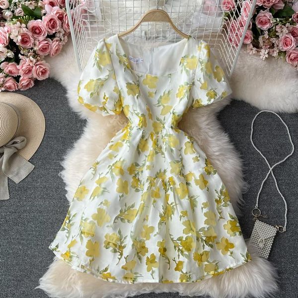 casual dresses yellow short puff sleeve elegant mid dress for women 2021 summer sweet design floral print organza long vestido, Black;gray
casual dresses yellow short puff sleeve elegant mid dress for women 2021 summer sweet design floral print organza long vestido, Black;gray