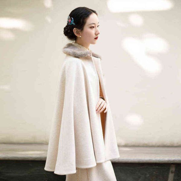 winter cheongsam shawl fur collar women chinese ethnic style vintage harajuku elegant cloak outwear wild warm female cape coat h1123, Blue;gray
winter cheongsam shawl fur collar women chinese ethnic style vintage harajuku elegant cloak outwear wild warm female cape coat h1123, Blue;gray
