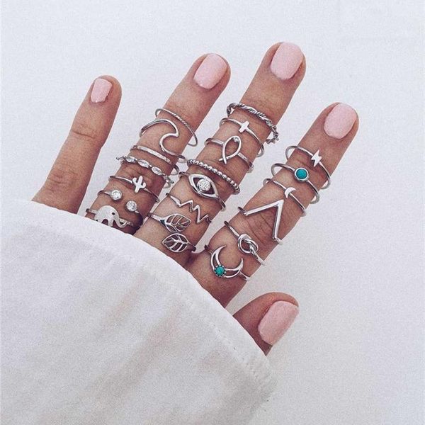 cluster rings drop bohemian moon leaf evil eye charm ring set jewelry simple crystal elephant for women, Golden;silver
cluster rings drop bohemian moon leaf evil eye charm ring set jewelry simple crystal elephant for women, Golden;silver