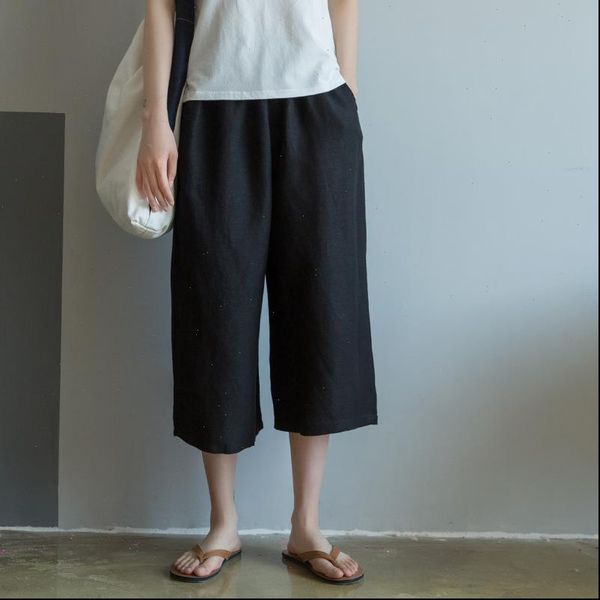 loose linen women pants vintage style pockets wide leg summer elastic waist solid color calf length, Black;white
loose linen women pants vintage style pockets wide leg summer elastic waist solid color calf length, Black;white