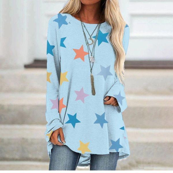 women's t-shirt star long sleeve printed round neck loose basic clothes white pink blue
women's t-shirt star long sleeve printed round neck loose basic clothes white pink blue
