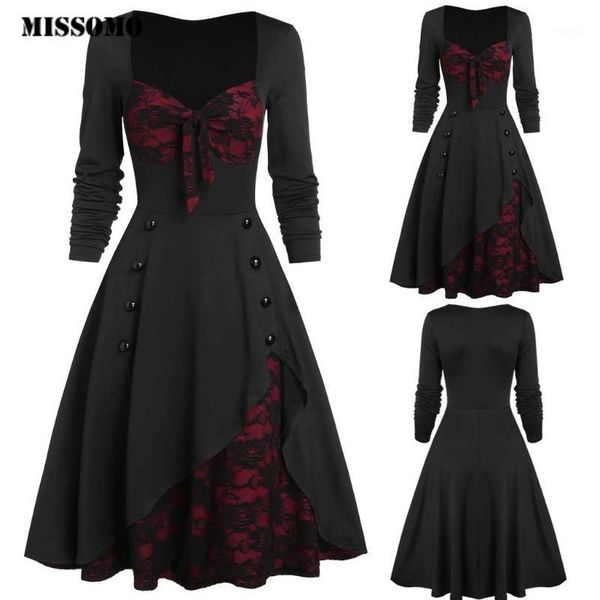vintage dress women party flower lace insert mock button bowknot patchwork long maxi plus size vestidos casual dresses, Black;gray
vintage dress women party flower lace insert mock button bowknot patchwork long maxi plus size vestidos casual dresses, Black;gray