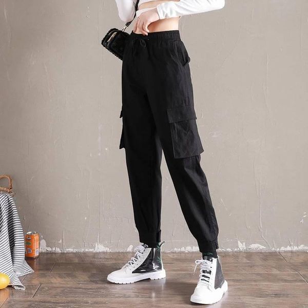 women's pants & capris fashion women high waist casual solid elastic pockets pencil ol street cargo ankle-length, Black;white
women's pants & capris fashion women high waist casual solid elastic pockets pencil ol street cargo ankle-length, Black;white