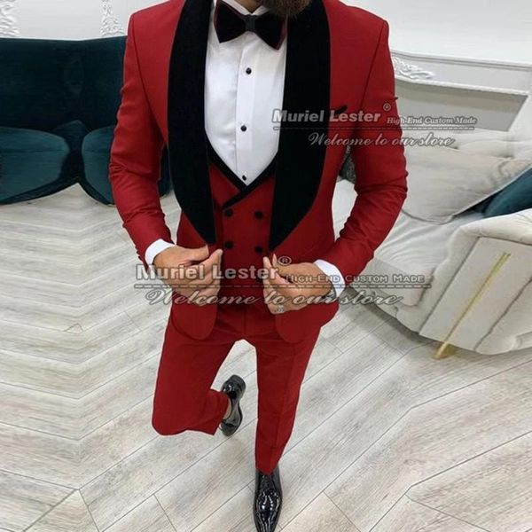 men's suits & blazers spring/autumn men wine red jacket+vest+pants with black peaked lapel coat slim fit wedding tuxedos custom made bl, White;black
men's suits & blazers spring/autumn men wine red jacket+vest+pants with black peaked lapel coat slim fit wedding tuxedos custom made bl, White;black